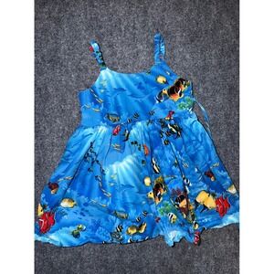 Pacific Legend Girls Blue Tropical Fish Reef Hawaiian Sundress Size 5/6 Made USA